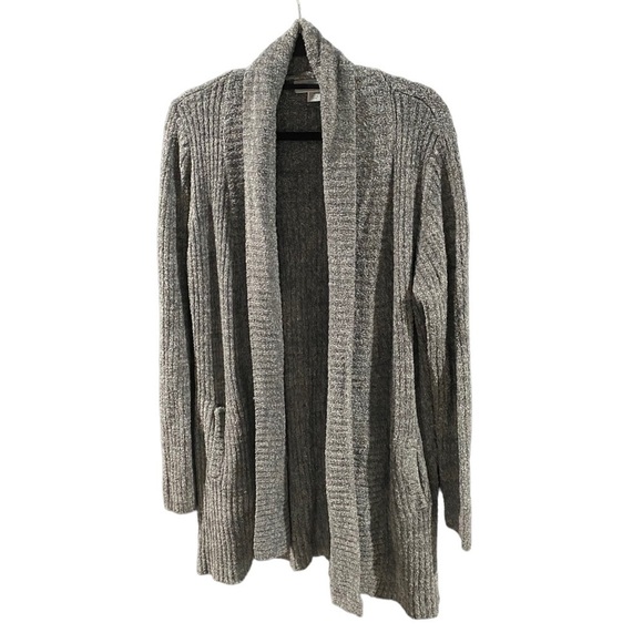 Barefoot Dreams Gray Montecito Ribbed Draped Cardigan Cozy Chic - Picture 2 of 5